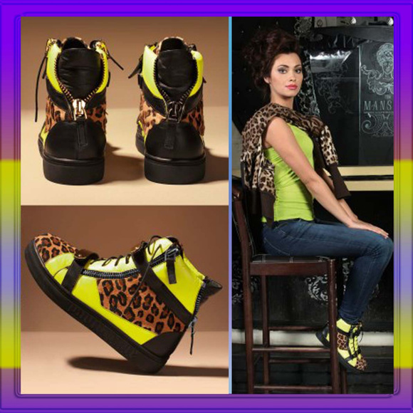 NEW Paolo Conte Leather Ponyhair Sneakers sz 8 HOT - Picture 1 of 8